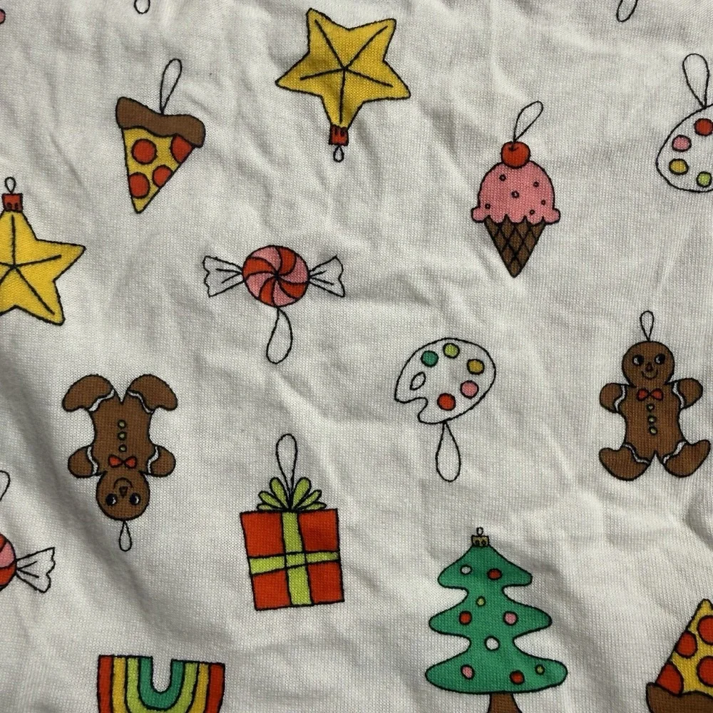 NWT Cat & Jack Girls Holiday Dress S 6/7 White Christmas Gingerbread Candy Tree